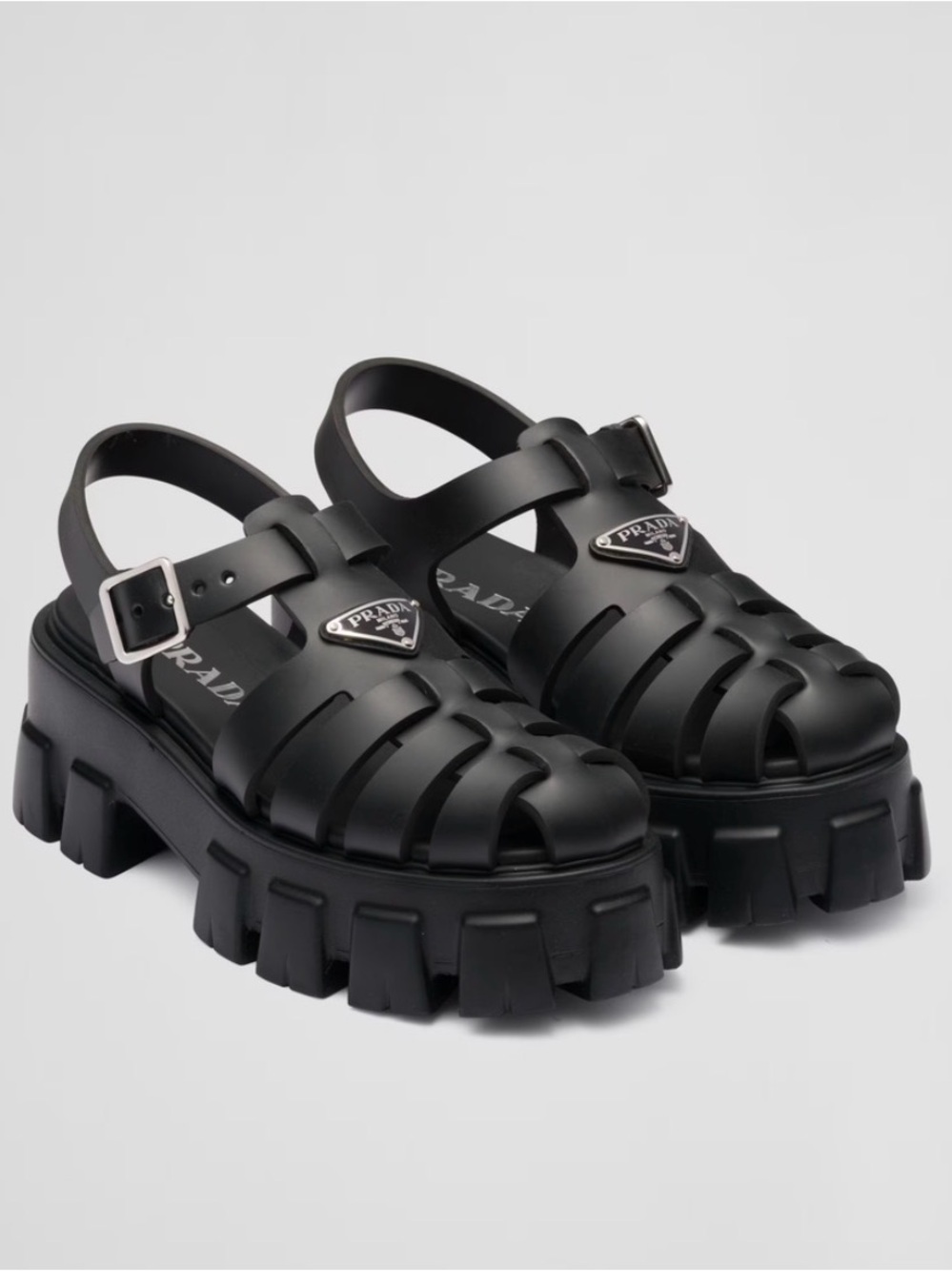 PRADA rubber monolith sandals